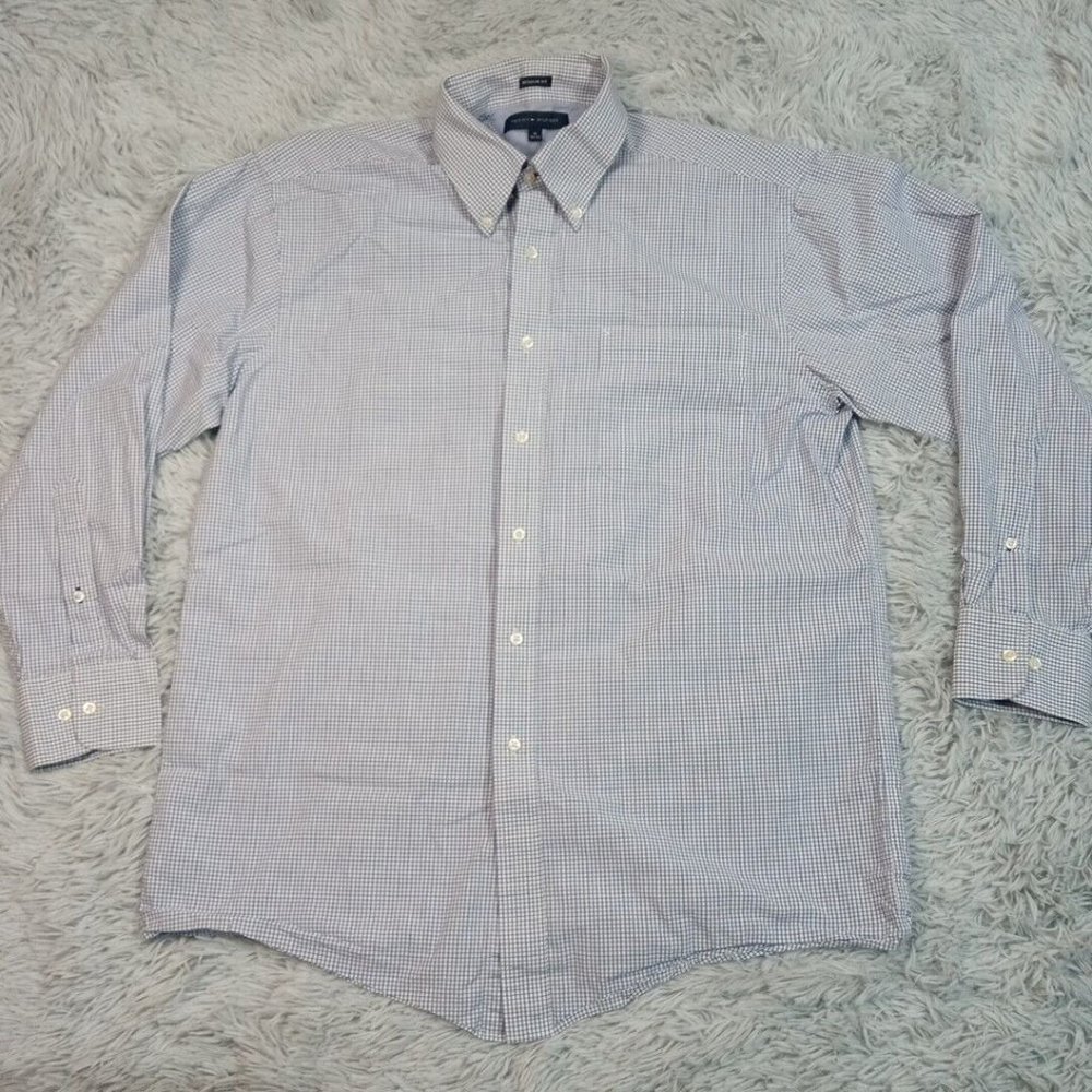 Tommy Hilfiger Mens Shirt Button Up‎ Blue 16 Check Pocket Preppy Career 32 33